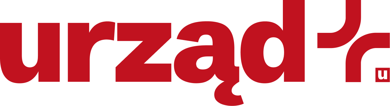 Urząd+: czerwony logotyp na białym tle